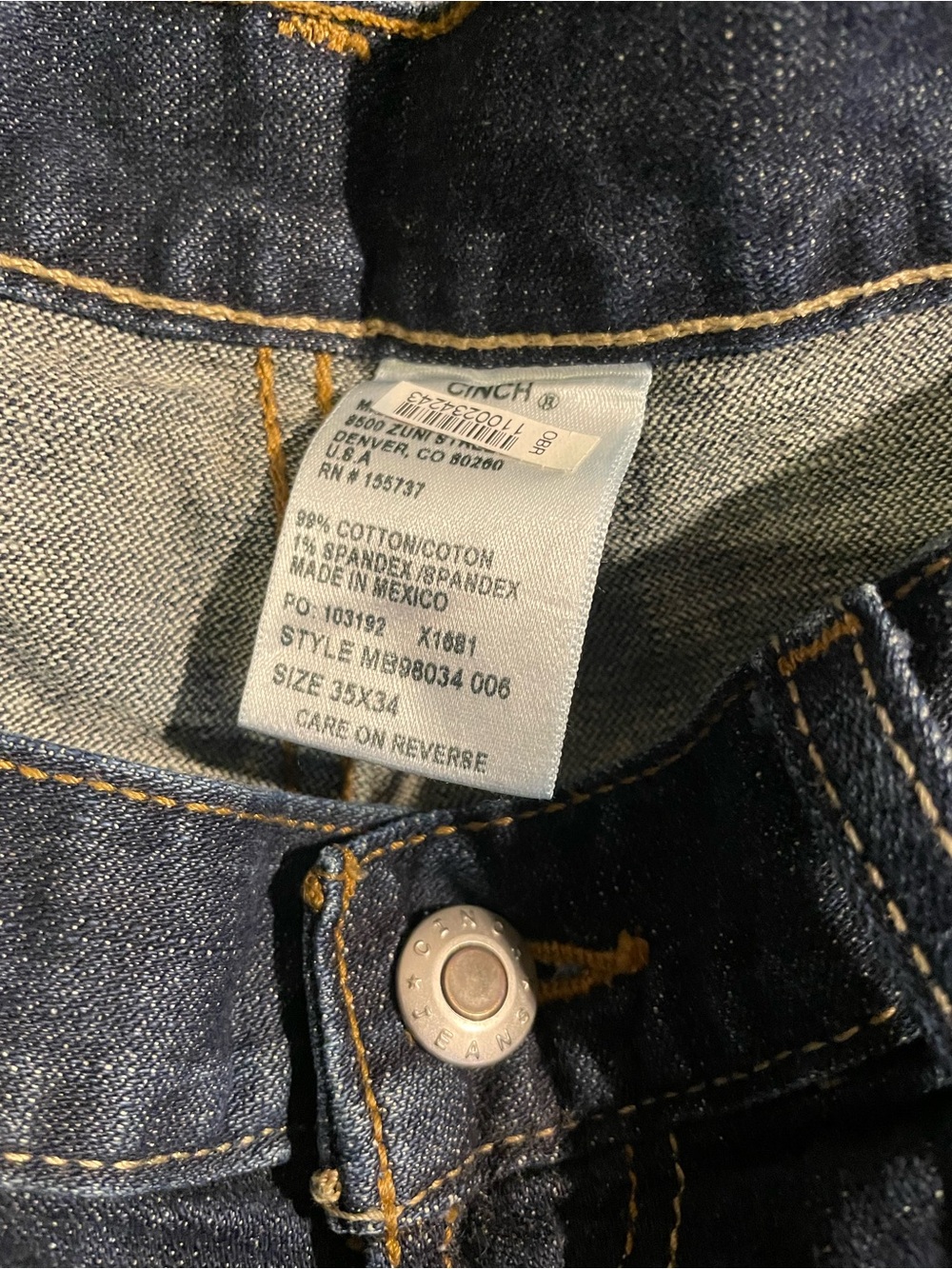 Cinch Carter jeans size 35x34 - Picture 3 of 3